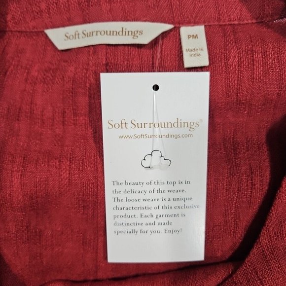 Soft Surroundings Remi Gauze Slip Linen Blend Shirt Dress Petite Medium Wine Red - Picture 3 of 7